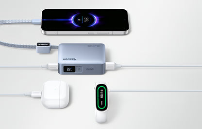 Eksterna baterija UGREEN PB584 (75173B), 10000mAh, 33W, QC + PD, 1 x USB-A - 2 x USB-C, Plava