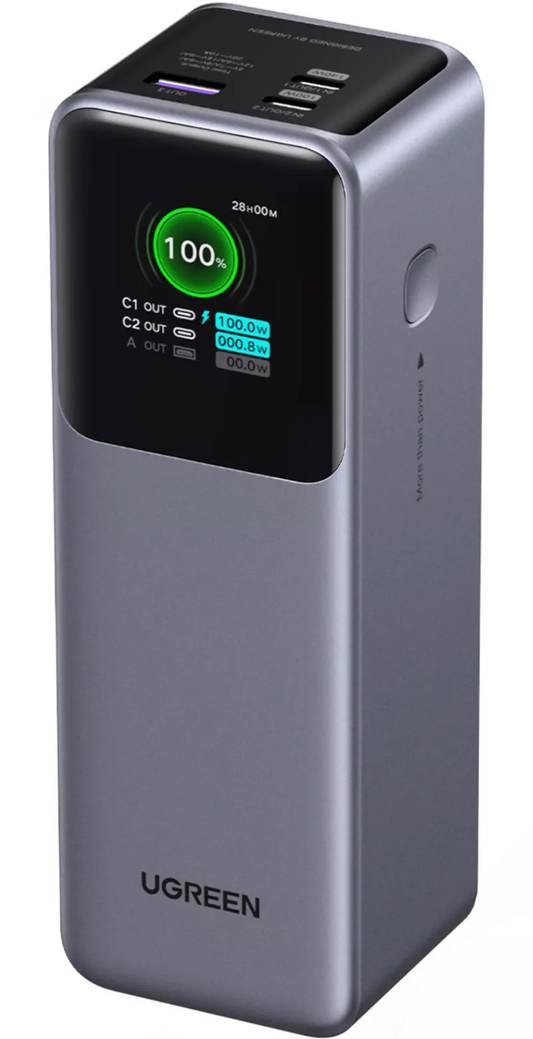 Eksterni punjač UGREEN PB722, 25000mAh, 200W, QC + PD, 1 x USB-A - 2 x USB-C, Siva, Refabrikovana