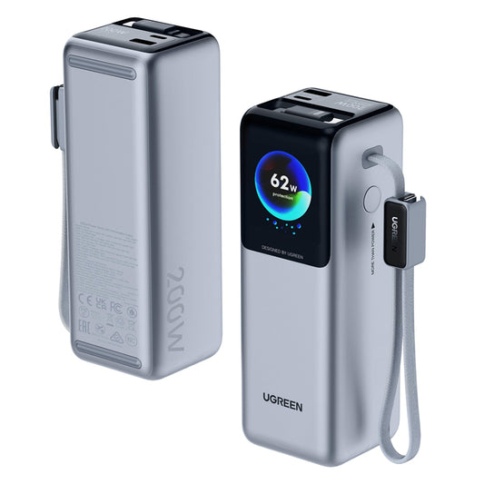 Eksterna baterija UGREEN PB728 (75702B), 25000mAh, 200W, QC + PD, 1 x USB-A - 3 x USB-C, Siva