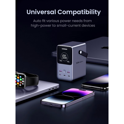 Eksterni punjač UGREEN PB770, 48000mAh, 300W, QC + PD, 2 x USB-A - 3 x USB-C, Siva, Refabrikovana