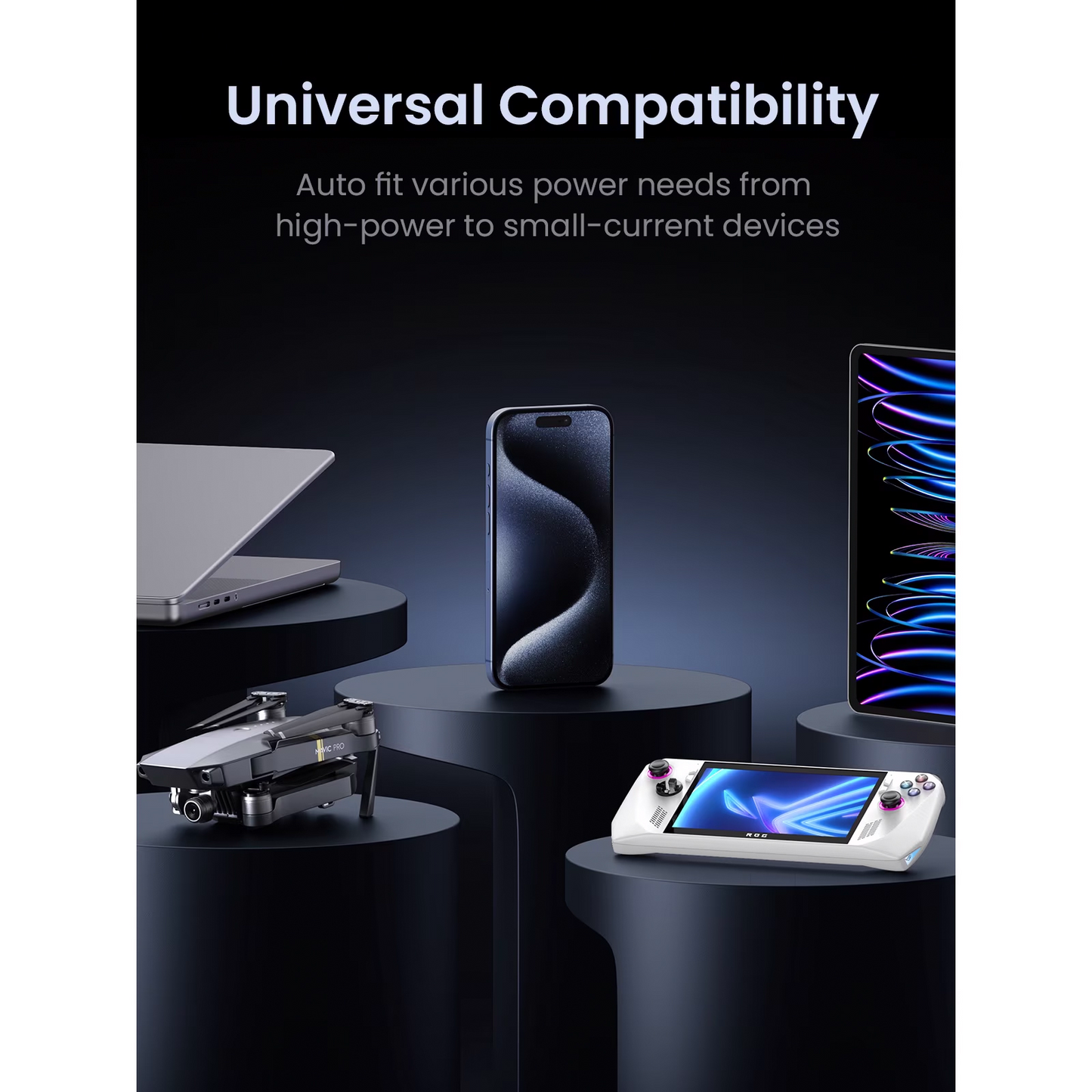 Eksterni punjač UGREEN PB770, 48000mAh, 300W, QC + PD, 2 x USB-A - 3 x USB-C, Siva, Refabrikovana