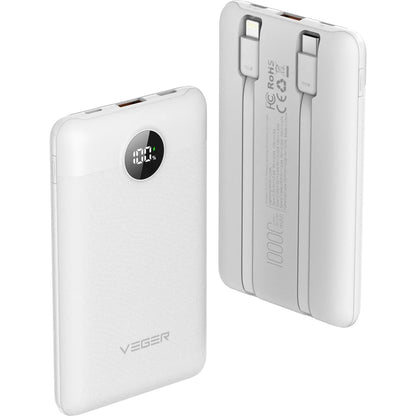 Spoljna baterija Veger C11C, 10000mAh, 22.5W, QC + PD, 1 x Lightning - 1 x USB-A - 2 x USB-C, Bela