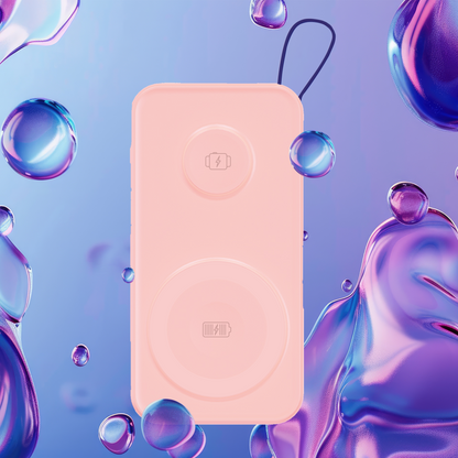 Spoljna bežična baterija 3MK PastelUp, 10000mAh, 22.5W, QC + PD + FQI, 1 x USB-A - 1 x USB-C - 2 x QI, Roze