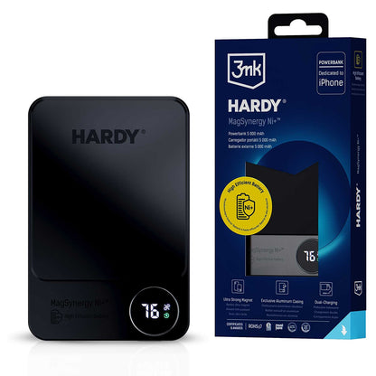 Spoljna baterija Wireless 3MK MagSynergy Ni+, 5000mAh, 22.5W, PD + FQI, 1 x QI - 1 x USB-C, Crna
