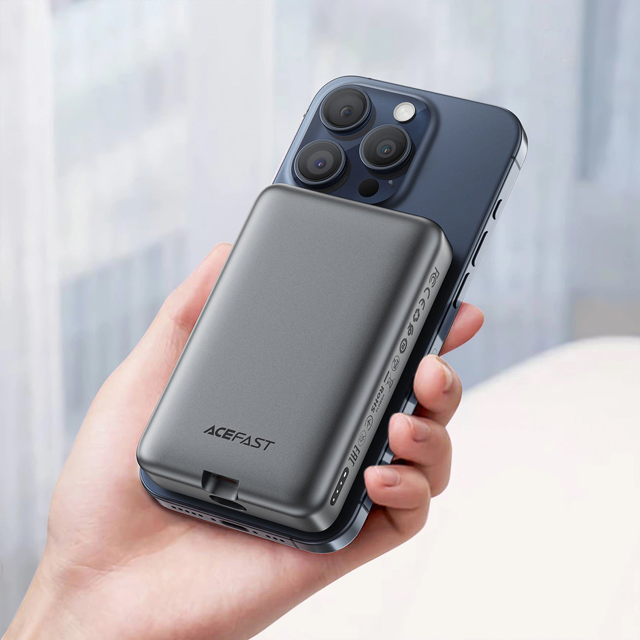 Spoljna Bežična Baterija Acefast M10, 10000mAh, 30W, PD + FQI, 1 x QI - 2 x USB-C, Crna