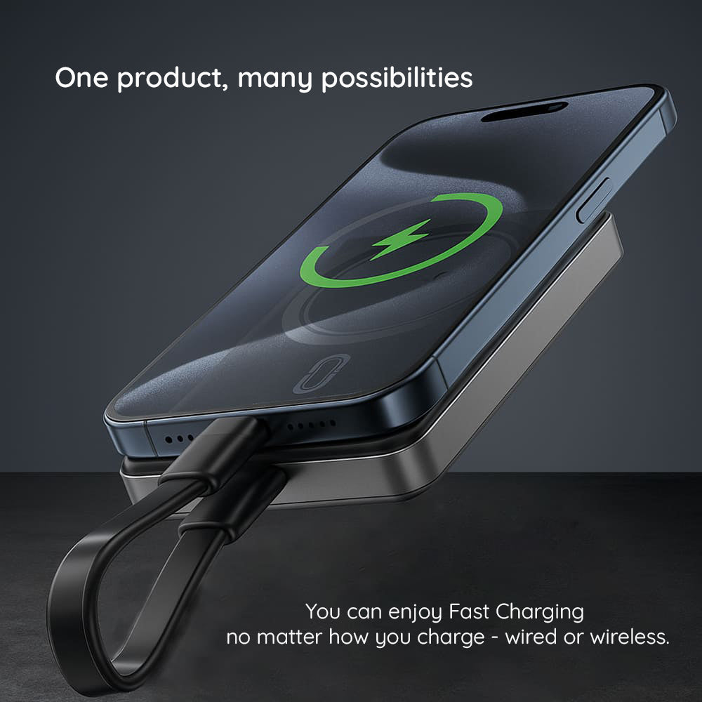 Spoljna bežična baterija Acefast M12, 10000mAh, 20W, PD + FQI, 1 x QI - 1 x USB-C, Crna