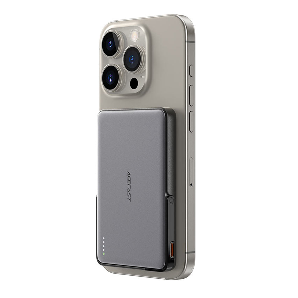 Spoljna baterija Wireless Acefast M16, 5000mAh, 18W, PD + FQI, 1 x QI - 1 x USB-C, Crna