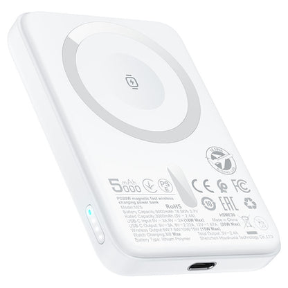 Spoljna baterija Wireless Acefast M25, 5000mAh, 20W, PD + FQI, 1 x QI - 1 x USB-C, Bela