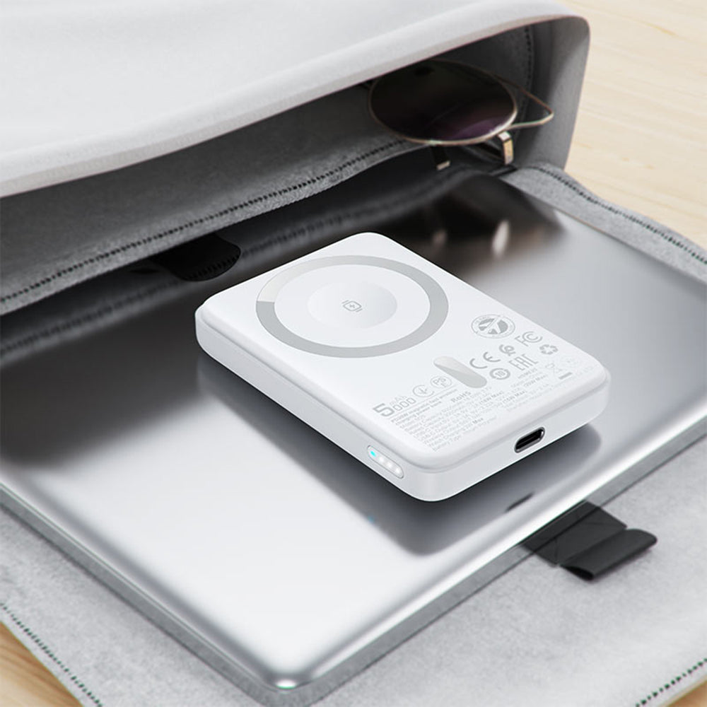 Spoljna baterija Wireless Acefast M25, 5000mAh, 20W, PD + FQI, 1 x QI - 1 x USB-C, Bela