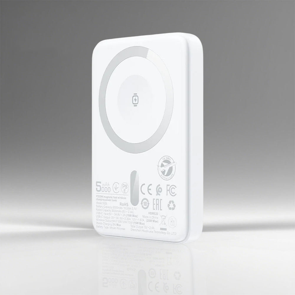 Spoljna baterija Wireless Acefast M25, 5000mAh, 20W, PD + FQI, 1 x QI - 1 x USB-C, Bela