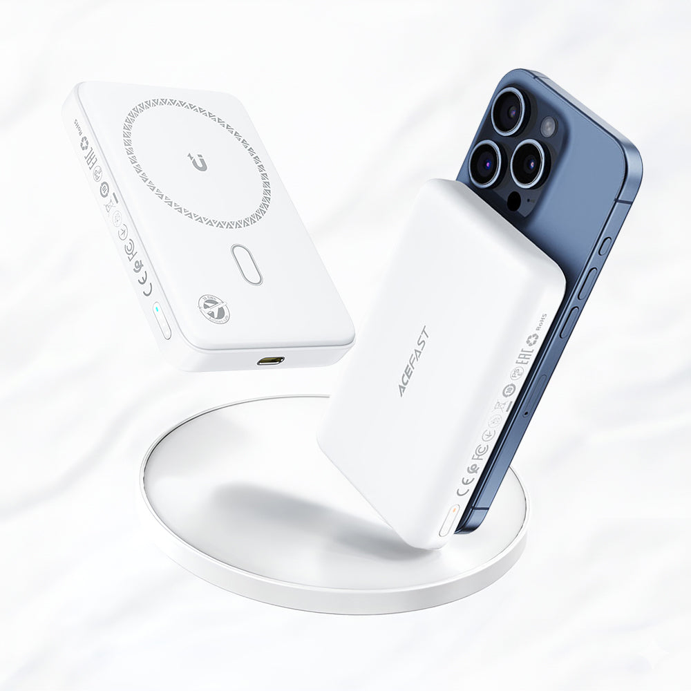 Spoljna baterija Wireless Acefast M26, 10000mAh, 20W, PD + FQI, 1 x QI - 1 x USB-C, Bela