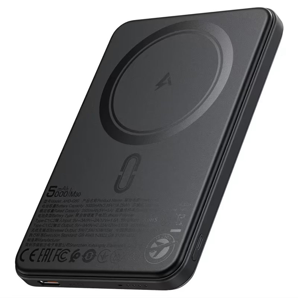 Spoljna baterija Wireless Acefast M30, 5000mAh, 20W, PD + FQI, 1 x QI - 2 x USB-C, Crna