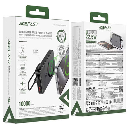 Spoljna baterija Wireless Acefast M31, 10000mAh, 22.5W, QC + PD + FQI, 1 x QI - 1 x USB-A - 2 x USB-C, Crna