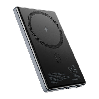 Spoljna bežična baterija Allity. APB-300, 5000mAh, 20W, PD + FQI, 1 x QI - 1 x USB-C, Siva