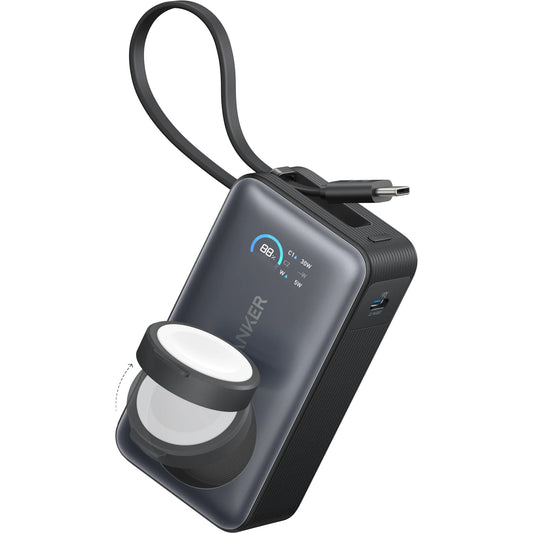 Spoljna bežična baterija Anker MagGo, 10000mAh, 35W, PD + QI, 1 x QI - 2 x USB-C, Crna A1657H11