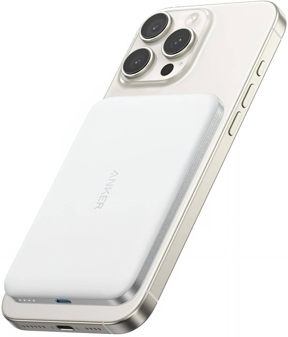 Spoljna bežična baterija Anker Nano, 5000mAh, 20W, PD + FQI, 1 x QI - 1 x USB-C, Bela A1665H21