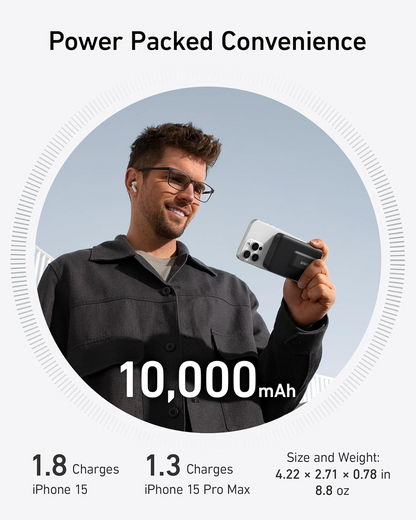 Spoljna bežična baterija Anker MagGo, 10000mAh, 27W, PD + FQI, 1 x QI - 1 x USB-C, Crna A1654011