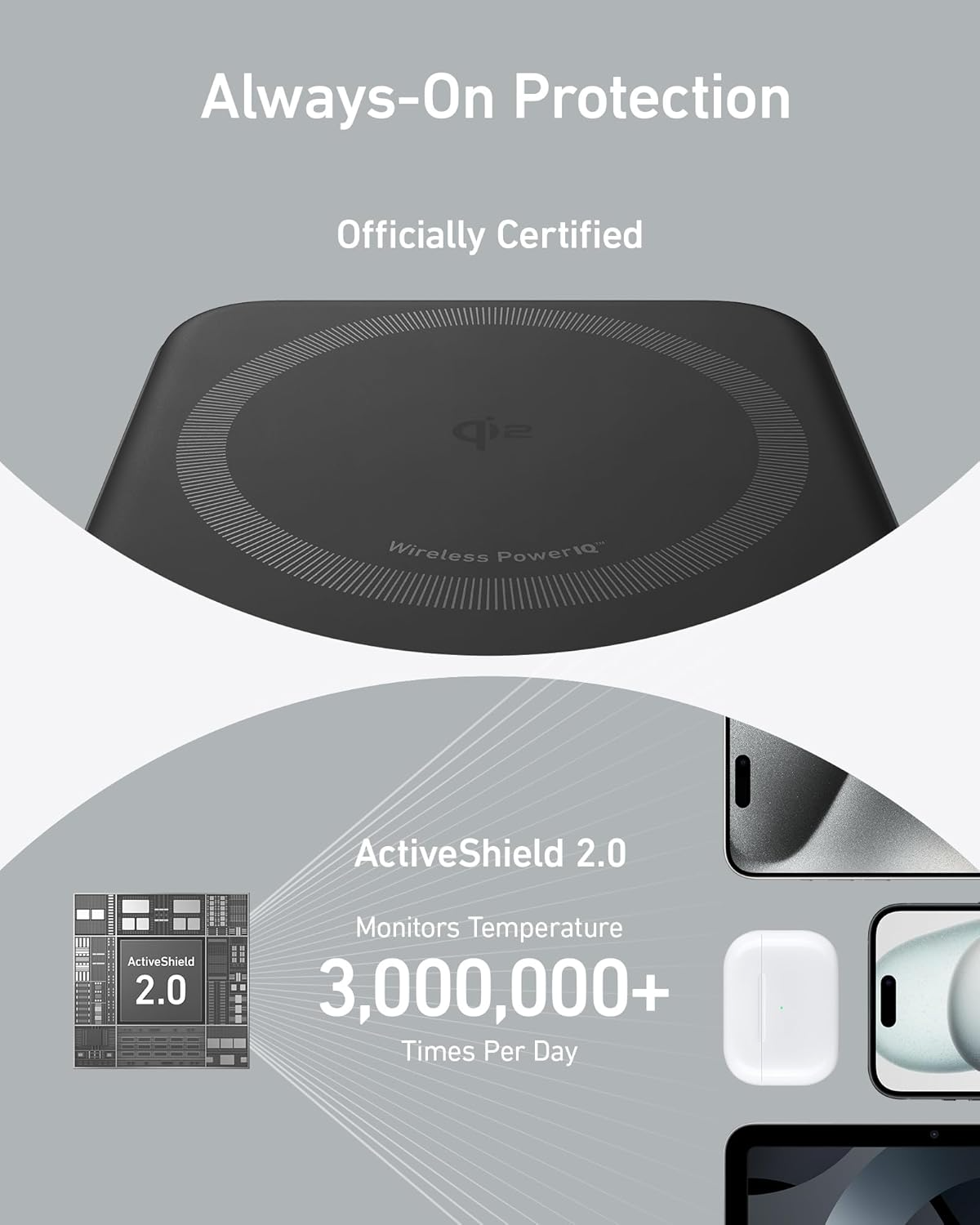 Spoljna bežična baterija Anker MagGo, 10000mAh, 27W, PD + FQI, 1 x QI - 1 x USB-C, Crna A1654011