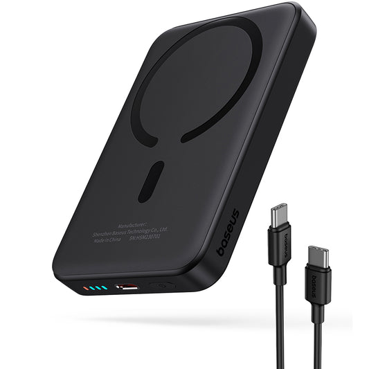 Spoljna baterija Wireless Baseus Magnetic Mini, 10000mAh, 20W, PD + FQI, 1 x QI - 1 x USB-C, Crna P10059001113-00
