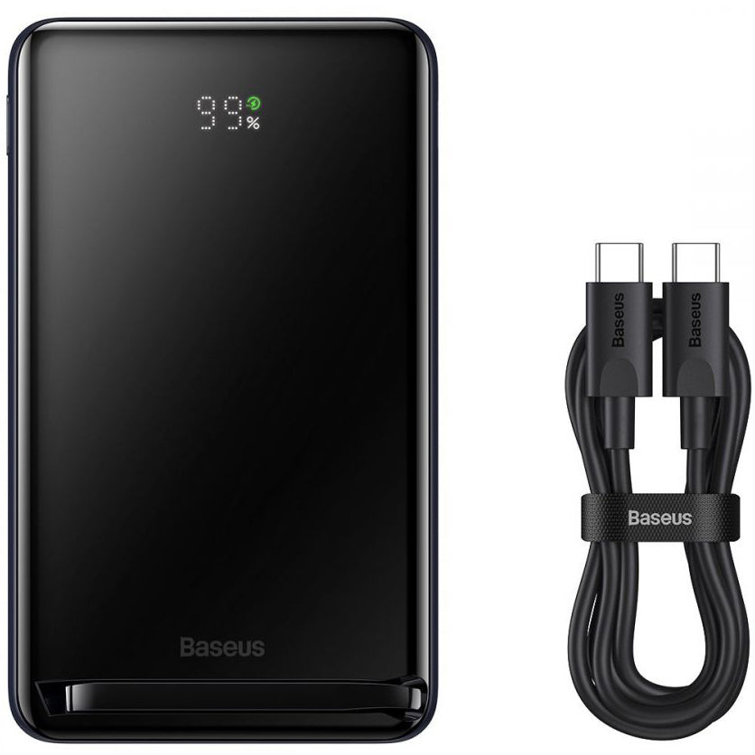 Baseus Magnetic Bracket Wireless External Battery, 10000mAh, 20W, PD + FQI, 1 x QI - 1 x USB-C, Blue PPCX000203 PPCX000203 