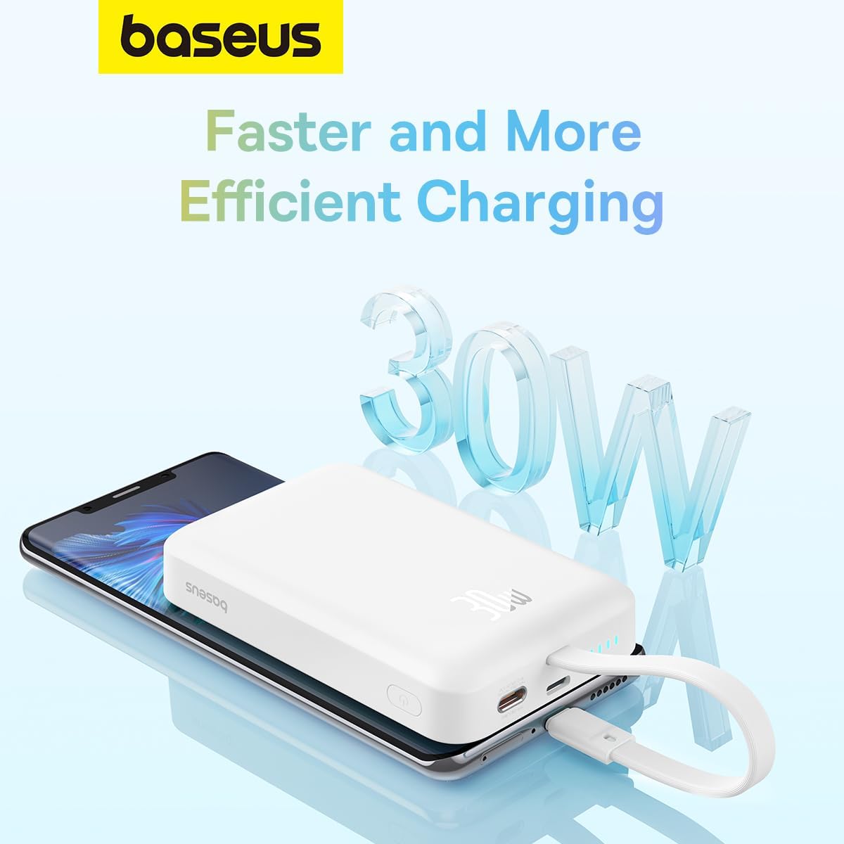 Wireless External Battery Baseus Magnetic Mini, 10000mAh, 30W, PD + FQI, 1 x QI - 2 x USB-C, White P1002210B223-00
