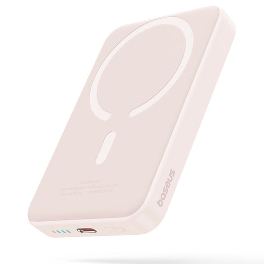 Baterie Externa Wireless Baseus Magnetic Mini, 10000mAh, 20W, PD + FQI, 1 x QI - 1 x USB-C, Roz P10059001413-00