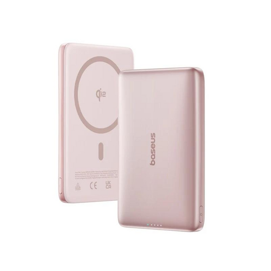 Spoljna baterija Wireless Baseus PicoGo AM41, 10000mAh, 27W, PD + FQI, 1 x QI - 1 x USB-C, Roze E0027202