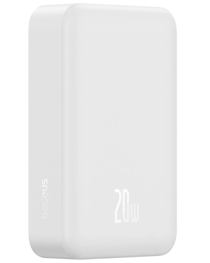 Bežična eksterna baterija Baseus EnerFill FM41 Mini, 20000mAh, 20W, PD + FQI, 1 x QI - 1 x USB-C, Bela E0027U01