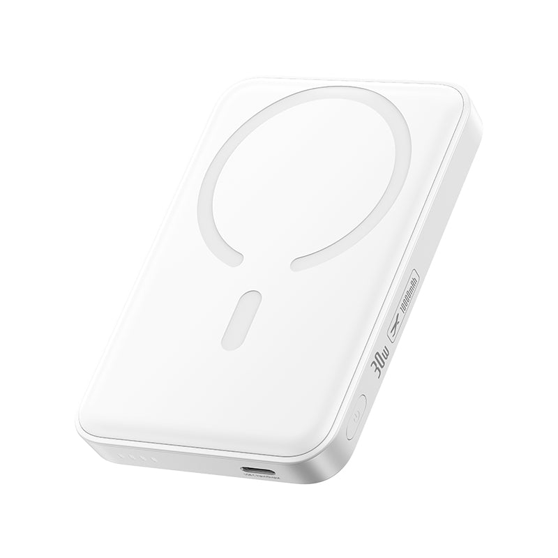 Bežična eksterna baterija Baseus EnerFill FM11, 10000mAh, 30W, PD + FQI, 1 x QI - 1 x USB-C, Bela
