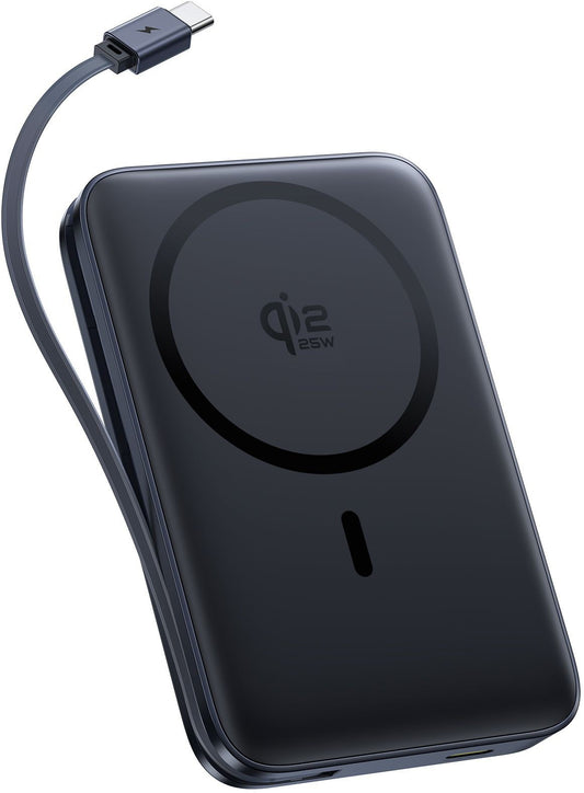 Bežična eksterna baterija Baseus PicoGo AM61, 10000mAh, 45W, PD + FQI, 1 x QI - 2 x USB-C, Crna E0028V00