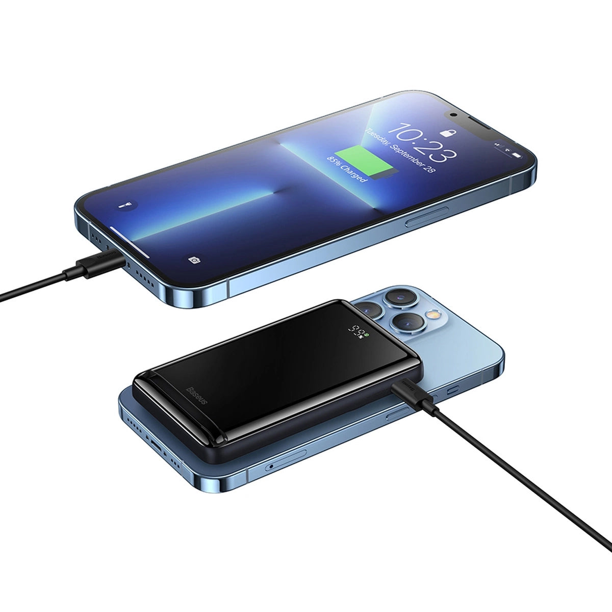 Baseus Magnetic Bracket Wireless External Battery, 10000mAh, 20W, PD + FQI, 1 x QI - 1 x USB-C, Blue PPCX000203 PPCX000203 
