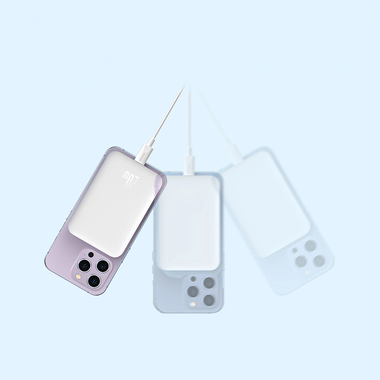 Spoljna Baterija Bežična Baseus Magnetska Mini, 6000mAh, 20W, PD + FQI, 1 x QI - 1 x USB-C, Bela