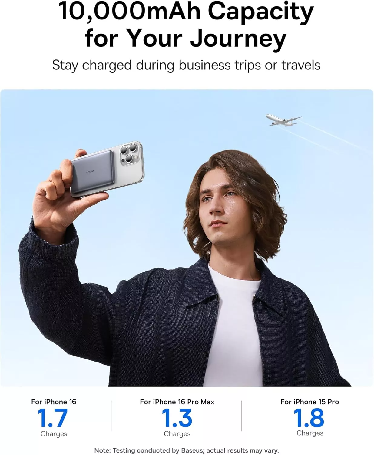 Spoljna bežična baterija Baseus PicoGo AM41, 10000mAh, 27W, PD + FQI, 1 x QI - 1 x USB-C, Siva E0027200