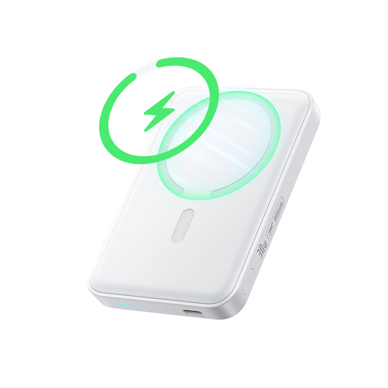 Bežična eksterna baterija Baseus EnerFill FM11, 10000mAh, 30W, PD + FQI, 1 x QI - 1 x USB-C, Bela