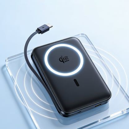 Bežična eksterna baterija Baseus PicoGo AM61, 10000mAh, 45W, PD + FQI, 1 x QI - 2 x USB-C, Crna E0028V00