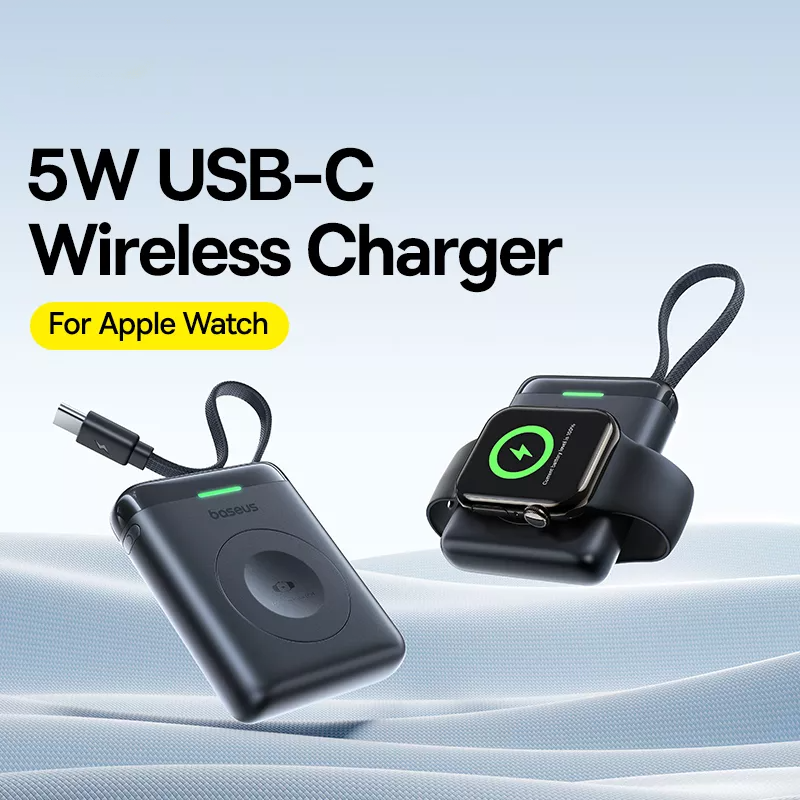 Bežična Eksterna Baterija Baseus EnerFill FW11 za Apple Watch Series, 1640mAh, 5W, 1 x QI, Crna E0205301