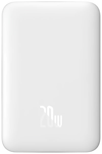 Spoljna Baterija Bežična Baseus Magnetic Mini, 10000mAh, 20W, PD + FQI, 1 x QI - 1 x USB-C, Bela PPCX07002