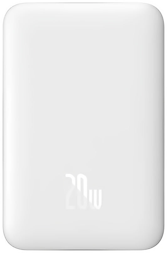 Spoljna Baterija Bežična Baseus Magnetic Mini, 10000mAh, 20W, PD + FQI, 1 x QI - 1 x USB-C, Bela PPCX07002