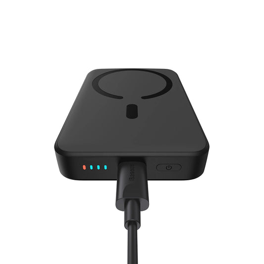 Baseus Magnetic Mini Wireless External Battery, 10000mAh, 20W, PD + FQI, 1 x QI - 1 x USB-C, Black PPCX070001
