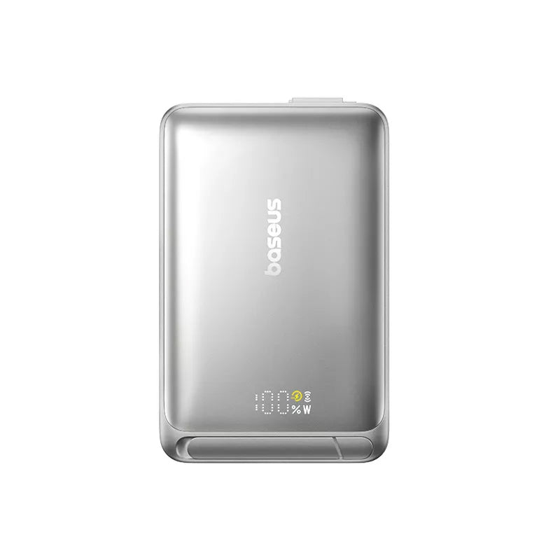 Baterie Externa Wireless Baseus Nomos Kickstand, 10000mAh, 45W, PD + QI, 1 x QI - 1 x USB-C, Neagra P10078800843-00