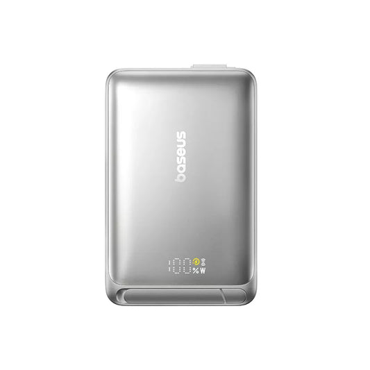 Baterie Externa Wireless Baseus Nomos Kickstand, 10000mAh, 45W, PD + QI, 1 x QI - 1 x USB-C, Neagra P10078800843-00