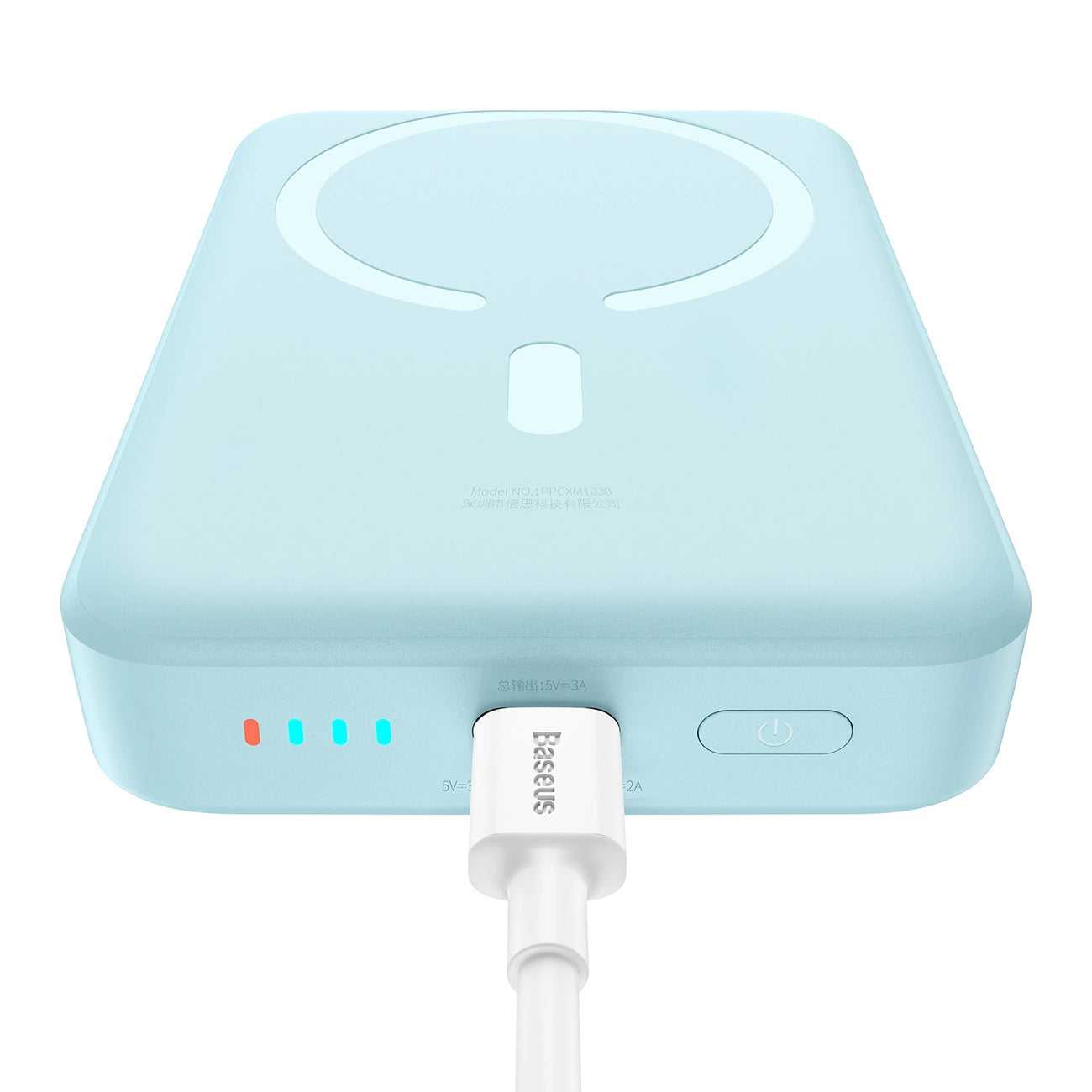 Baterie Externa Wireless Baseus Magnetic Mini, 10000mAh, 30W, PD + FQI, 1 x QI - 1 x USB-C, Albastra PPCX110203