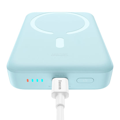 Baterie Externa Wireless Baseus Magnetic Mini, 10000mAh, 30W, PD + FQI, 1 x QI - 1 x USB-C, Albastra PPCX110203