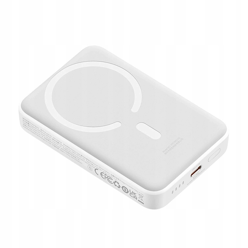 Spoljna bežična baterija Baseus Magnetic Mini, 10000mAh, 30W, PD + FQI, 1 x QI - 1 x USB-C, Bela PPCX110202