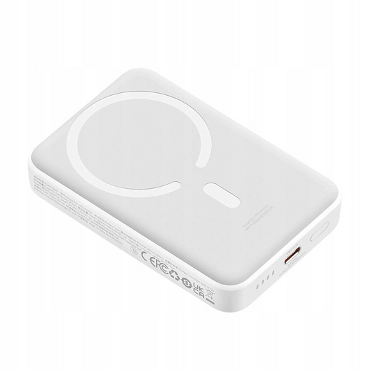 Spoljna bežična baterija Baseus Magnetic Mini, 10000mAh, 30W, PD + FQI, 1 x QI - 1 x USB-C, Bela PPCX110202
