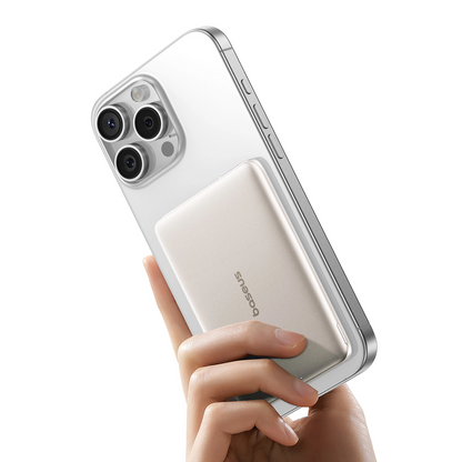 Spoljna bežična baterija Baseus PicoGo AM41, 5000mAh, 20W, PD + FQI, 1 x QI - 1 x USB-C, Bež