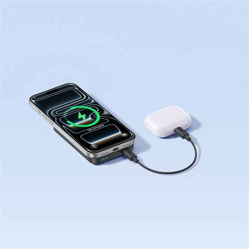 Bežična eksterna baterija Baseus EnerFill FM11, 10000mAh, 30W, PD + FQI, 1 x QI - 1 x USB-C, Crna