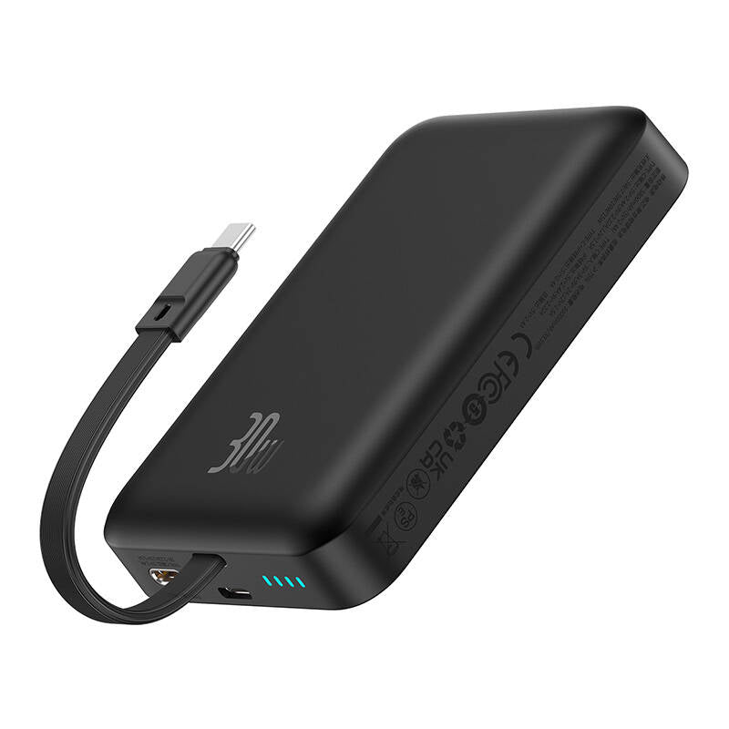 Wireless External Battery Baseus Magnetic Mini, 10000mAh, 30W, PD + FQI, 1 x QI - 2 x USB-C, Black P1002210B113-00