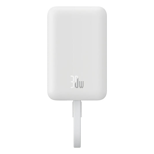 Wireless External Battery Baseus Magnetic Mini, 10000mAh, 30W, PD + FQI, 1 x QI - 2 x USB-C, White P1002210B223-00