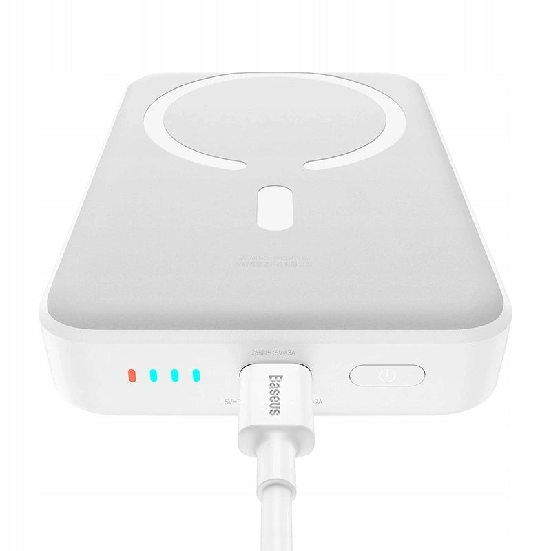 Spoljna bežična baterija Baseus Magnetic Mini, 10000mAh, 30W, PD + FQI, 1 x QI - 1 x USB-C, Bela PPCX110202